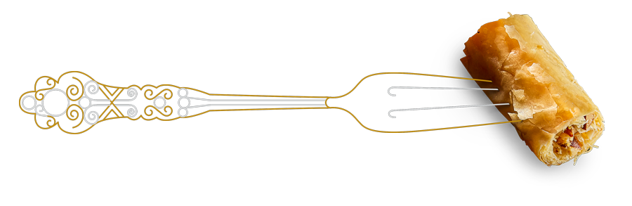 fork graphic with baklava